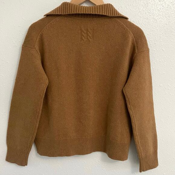 Nili Lotan Gloria Lace Up Wool Sweater Women's XS cognac Brown Minimal neutral - Picture 2 of 8
